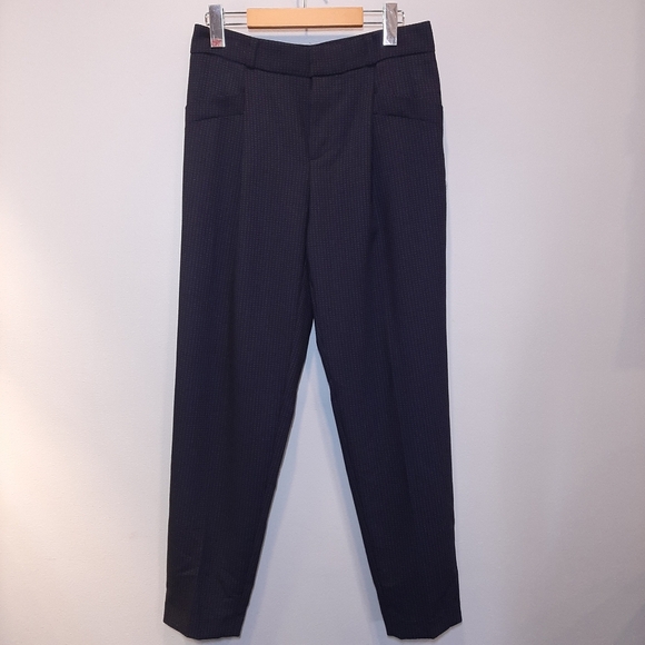 BANANA REPUBLIC Pleated Straight Drape Check Pants Two Tone Trousers Long - Picture 10 of 12